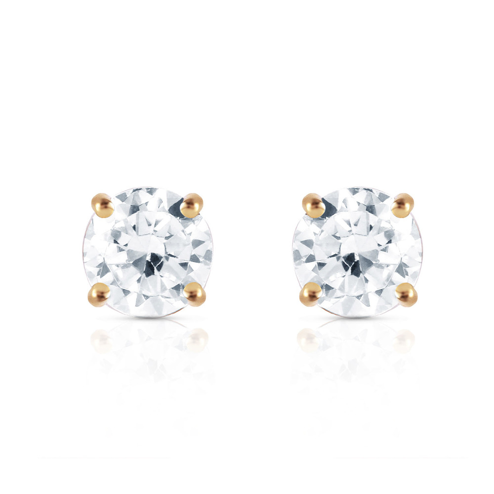 14K. GOLD STUD EARRINGS WITH 0.60 CT. H-I, SI-2 DIAMONDS (Yellow Gold)